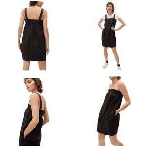 Everlane Organic Cotton Paperbag Midi Dress in Black Size Large